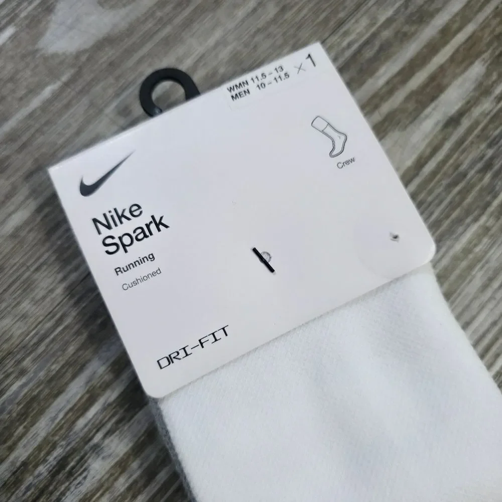 Nike Spark Lightweight Running Crew Socks Women's Size 11.5-13 White Grey Silver